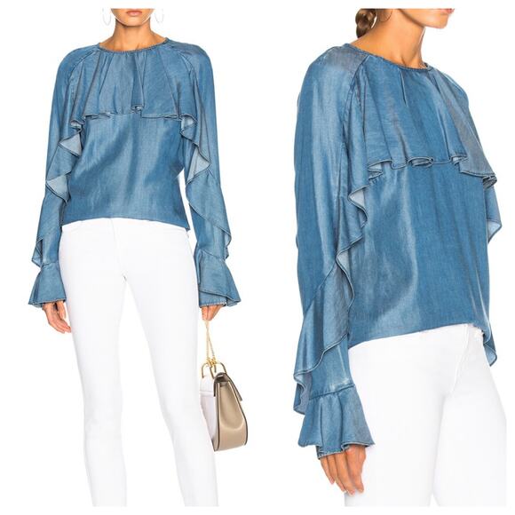 Veronica Beard Mia Chambray Blouse - Picture 1 of 9